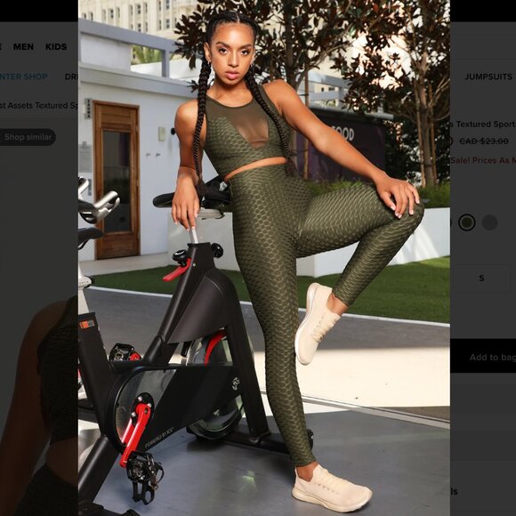 NWOT | Fashion Nova | Textured V Mesh Sports Bra | Medium | Olive - Picture 3 of 6